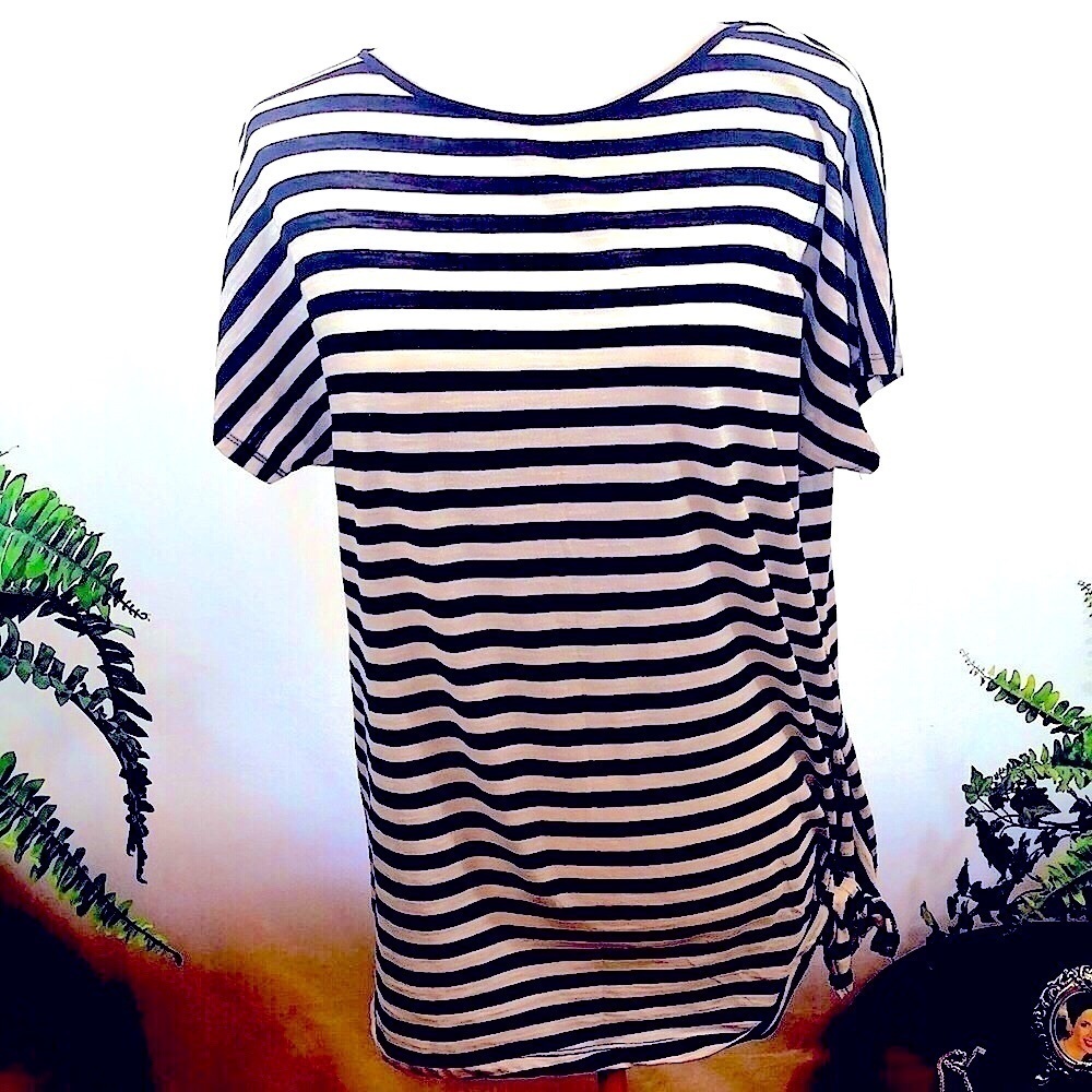 NWOT MICHAEL MICHAEL KORS  Black White Stripes Short Sleeve Top Women’s Small